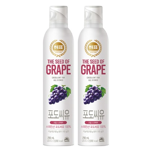 해표 포도씨유 오일스프레이, 250ml, 2개