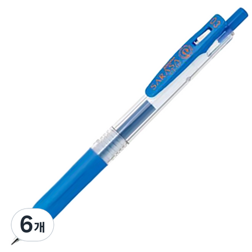 제브라 사라사 클립 볼펜 0.3mm JJH15, 페일블루, 6개