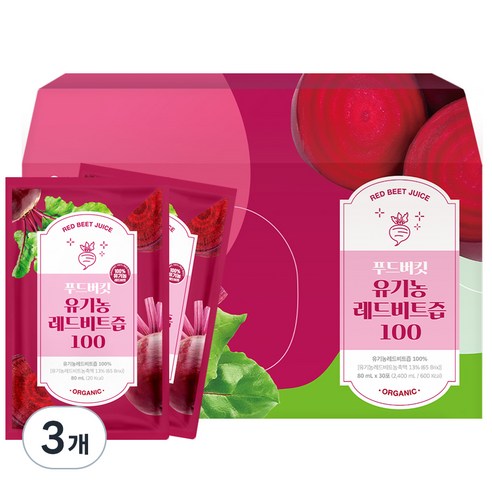 푸드버킷 유기농 레드비트즙 100, 80ml, 90개