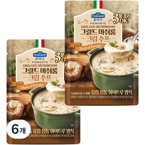 폰타나 그릴드 머쉬룸 크림 수프 파우치, 75g, 6개