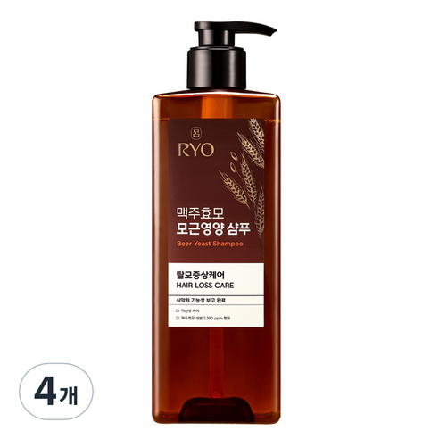려 맥주효모 모근영양 탈모증상케어 샴푸 아로마틱 플로럴 부케향, 600ml, 4개