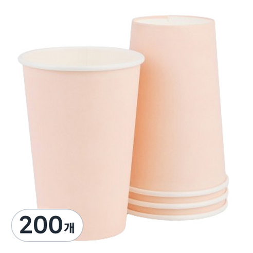 투고팩 종이컵 베이비핑크 390ml, 1개입, 200개