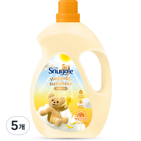 스너글 허거블 선샤인 섬유유연제 햇빛건조향 본품, 4L, 5개