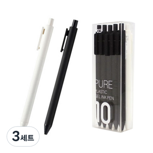 카코 퓨어 젤 잉크펜 0.5mm 블랙 5p + 화이트 5p, 혼합 색상, 3세트