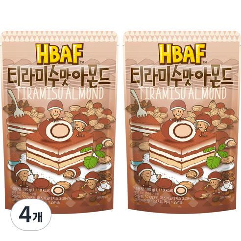 바프 티라미수맛 아몬드, 190g, 4개