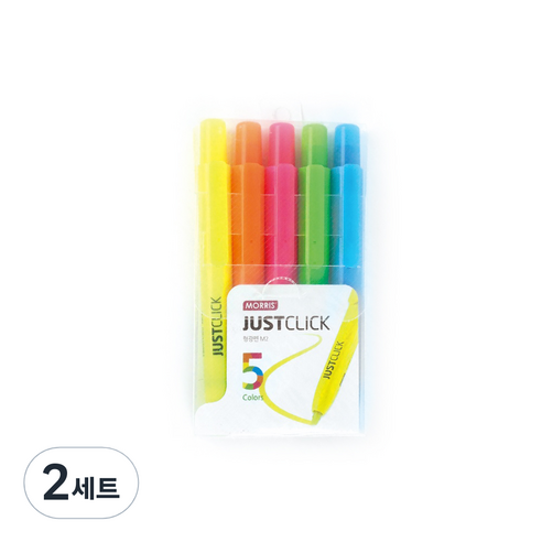 모리스 저스트클릭 형광펜 M2 5종 세트, Yellow, Orange, Pink, Yellow Green, Sky blue, 2세트