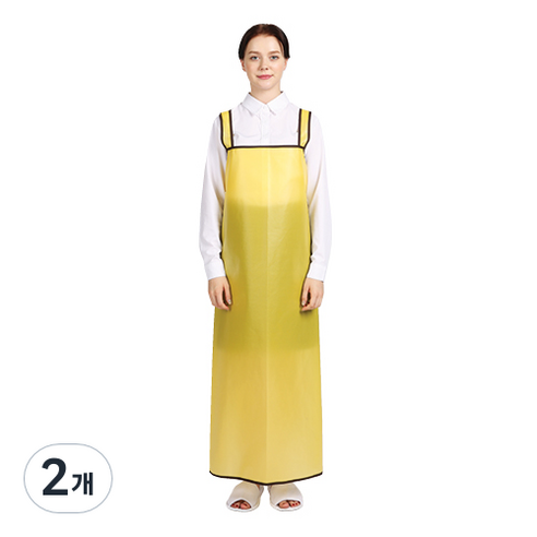 웰프런 메쉬 방수앞치마 H형 대, 옐로우, 2개
