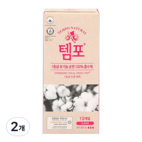 동아제약 템포 내추럴 체내형 생리대 슈퍼, 10개입, 2개