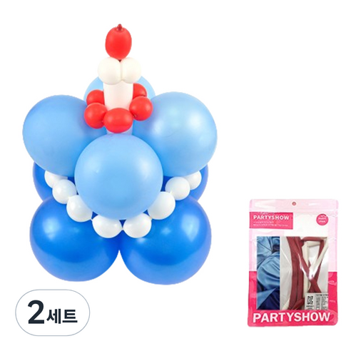 파티쇼 DIY 미니 풍선 생일 케이크 세트, 블루, 2세트