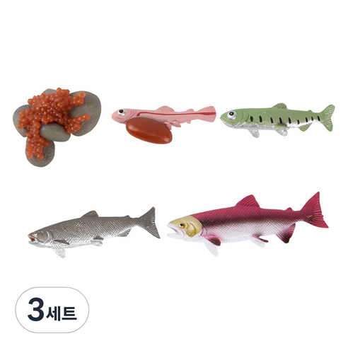 캐스비 네이처 성장 과정 연어 피규어 세트, 3세트