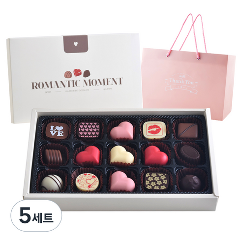상상앤드 로맨틱러브 15구 수제초콜릿 선물세트 랜덤 발송, 초콜릿 15종 + 포장상자 + 쇼핑백, 5세트