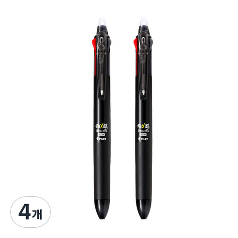 파이롯트 프릭션 볼 슬림 3색 볼펜 0.5mm, 블랙, 4개