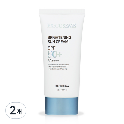 베베루나 익스큐즈미 브라이트닝 선크림 SPF50+ PA++++, 75g, 2개