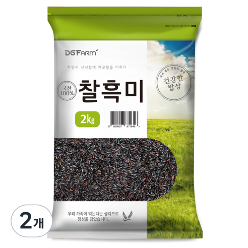 건강한밥상 국산 찰흑미, 2kg, 2개
