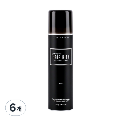 박명수헤어리치 스프레이 흑채 120g, 흑색, 6개