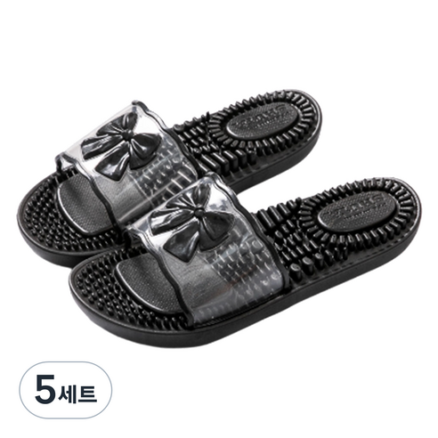 언헤브 리본 지압 슬리퍼 230, 01 블랙, 5세트