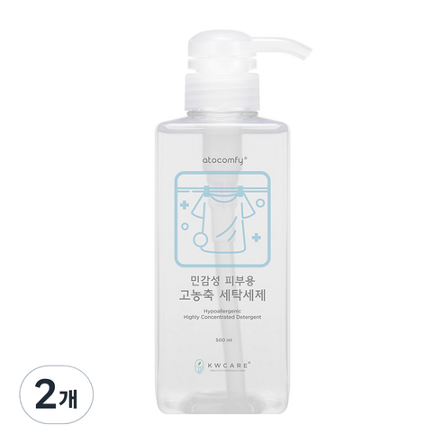 아토컴피 민감성 피부용 고농축 세탁 세제 본품, 500ml, 2개