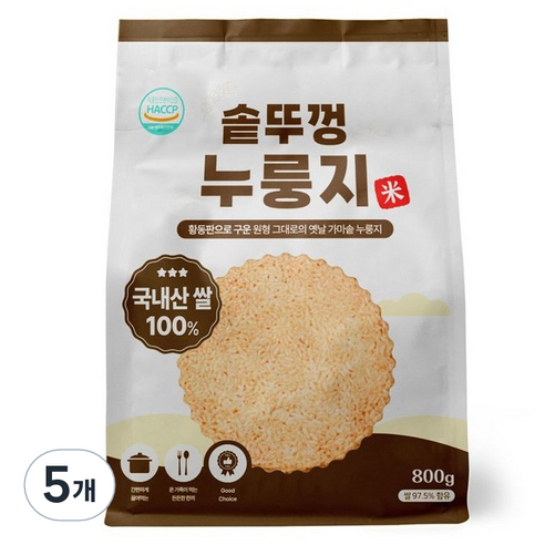 매홍 솥뚜껑 누룽지, 5개, 800g