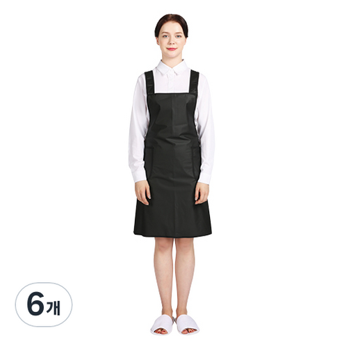웰프런 우레탄 방수앞치마 검정파이핑 소, 무광블랙, 6개