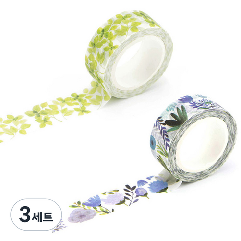 라이프포인트 내츄럴 일러스트 마스킹 테이프, 05보라별꽃, 19신록, 3세트