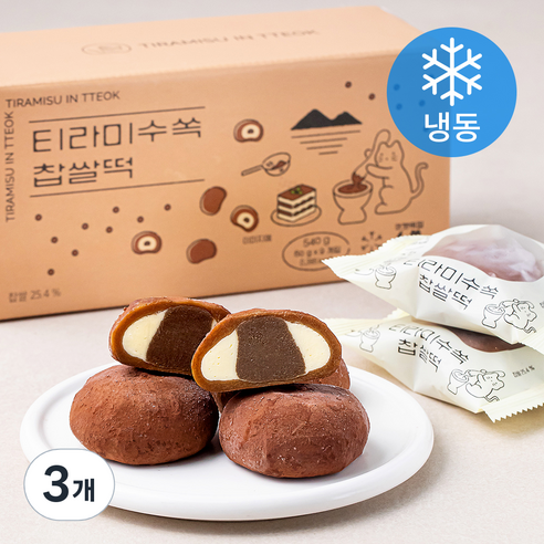 쿠캣 티라미수쏙 찹쌀떡 (냉동), 60g, 9개입, 3개