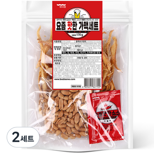 바다원 요즘핫한 가맥 먹태구이 50g + 튀김땅콩 100g + 소스 20g 세트, 170g, 2개