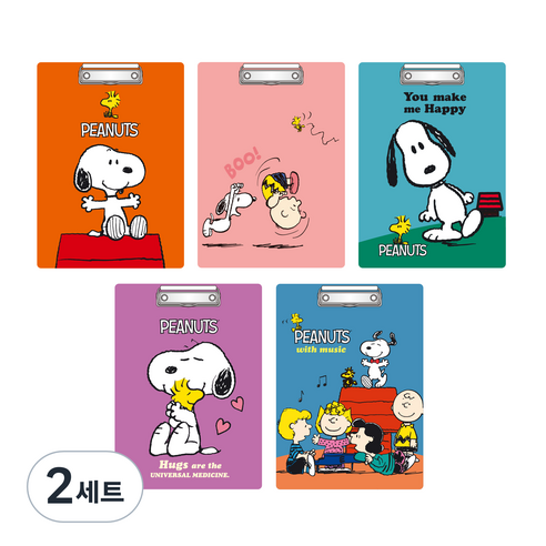 피너츠 스누피 올 클리어 클립보드 A4 5종 세트, 색상 랜덤, 2세트