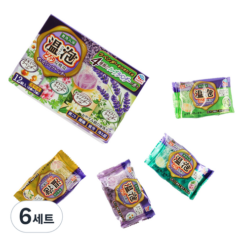 바스로망 온포 탄산 입욕제 라벤더 4종 x 3p 세트, 540g, 6세트