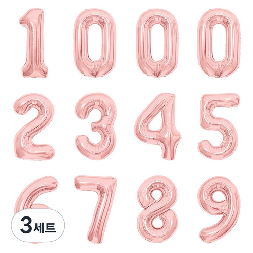 파티아일랜드 숫자 호일 풍선 12p 세트 80cm, 로즈골드, 3세트