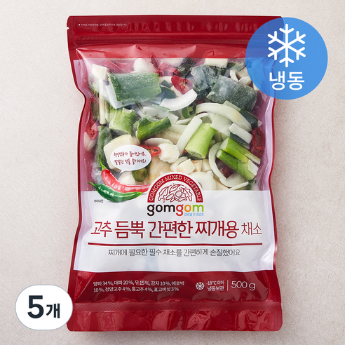 곰곰 고추 듬뿍 간편한 찌개용 채소 (냉동), 500g, 5개
