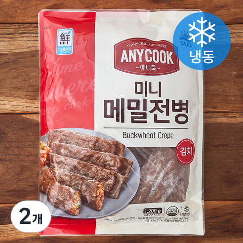 대림선 애니쿡 미니메밀전병 김치 (냉동), 1.2kg, 2개