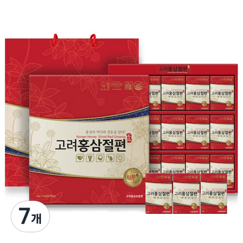 고려홍삼진흥원 홍삼절편 선물세트 15개입 + 쇼핑백, 300g, 7개