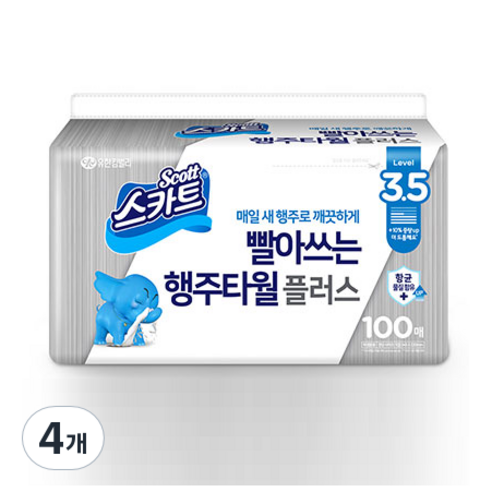 스카트 빨아쓰는 행주타월 플러스, 100매, 4개