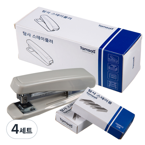탐사 스테이플러 + 리필 33호침 2p, 그레이, 4세트