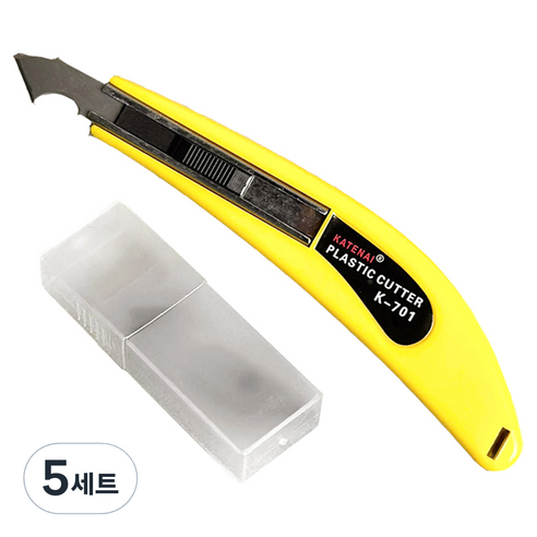 모나코올리브 아크릴 커터 컷팅 칼 + 기본칼날 3p + 추가칼날 10p 세트, 5세트, 노랑(칼)