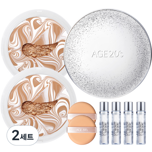 에이지투웨니스 스파클케이스 + 리필 12.5g x 2p + 앰플 10ml x 4p, 화이트베이지(23호), 2세트