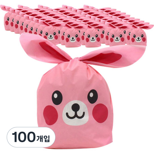 포포팬시 보자기 알럽토끼 포장팩3 빅, 핑크, 100개입