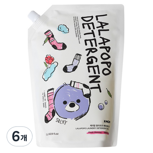 케이맘 유아용 랄라포포 세탁세제 프레쉬모닝향 리필, 6개, 1.3L