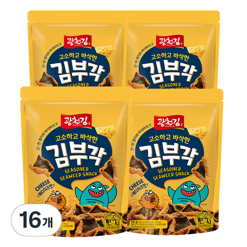 광천김 고소하고 바삭한 김부각 체다치즈맛, 50g, 16개