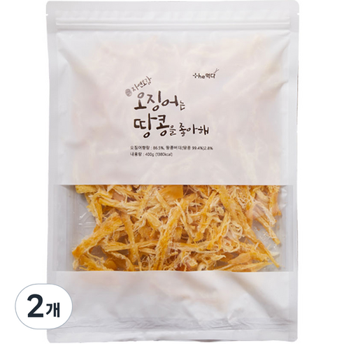 더먹다 자연오감 오징어는 땅콩을 좋아해 간식, 400g, 2개
