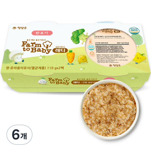 팜투베이비 레디 실온이유식 완료기 소고기느타리버섯진밥, 110g, 6개