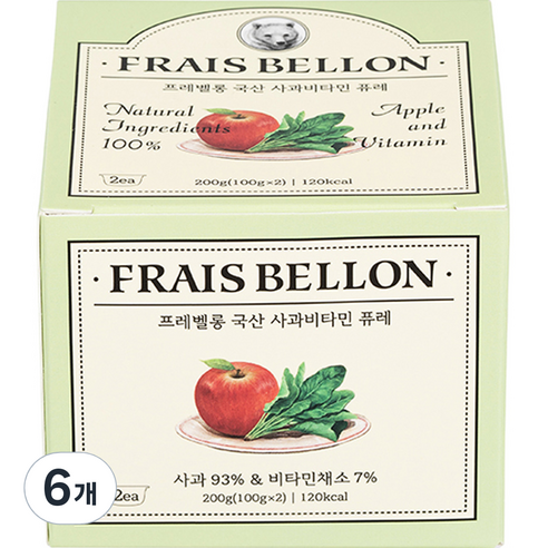 프레벨롱 국산 과일 퓨레, 혼합맛(사과/비타민채소), 100g, 6개