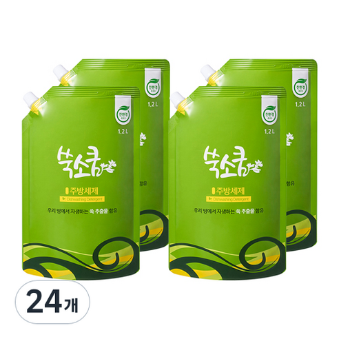 쑥소쿰 쑥 친환경 주방세제 1.2L, 24개