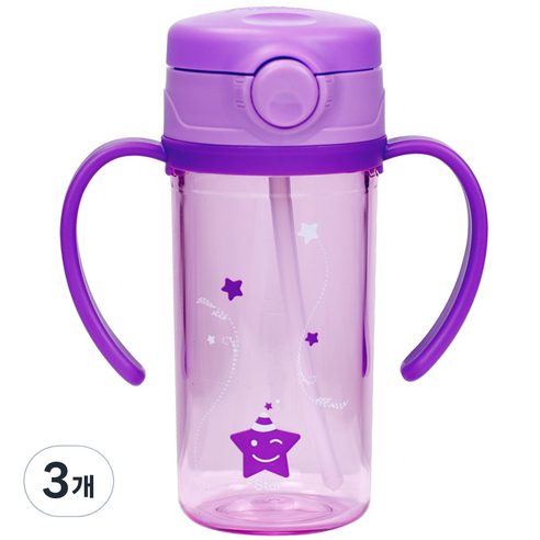 아가프라 스타 빨대컵 2단계 300ml, 퍼플, 3개