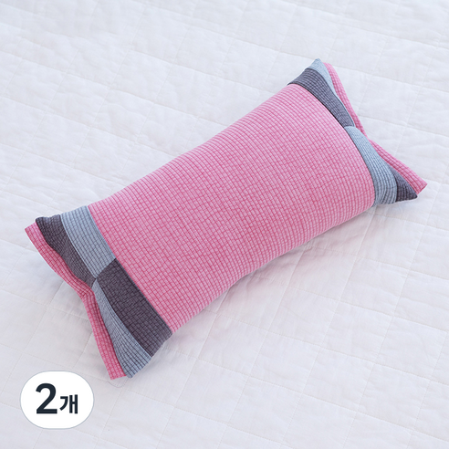 사랑예감 피그먼트 패치형 메밀 베개, 분홍, 2개