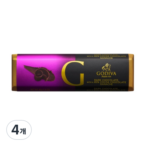 고디바 다크 85% 가나슈 초콜릿 바, 45g, 4개