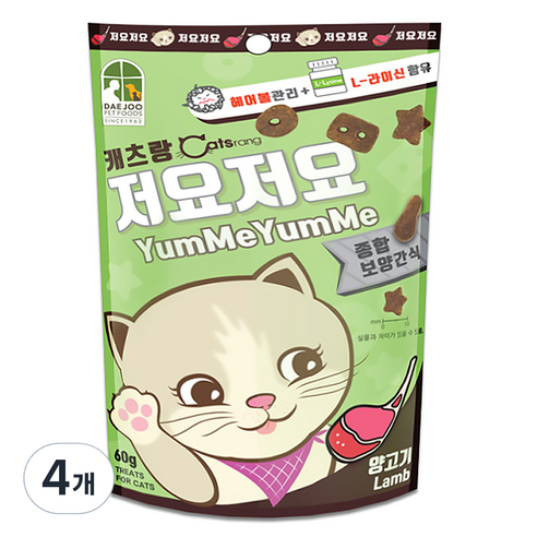 캐츠랑 저요저요 고양이 보양간식, 양고기, 60g, 4개