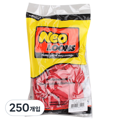 네오룬스 30 cm 라운드풍선, 펄 루비레드, 250개입