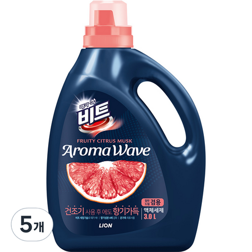 비트 아로마 웨이브 향기나는 액상세제 시트러스 겸용 본품, 3L, 5개