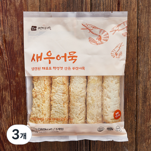 영자어묵 새우어묵 5입, 270g, 3개